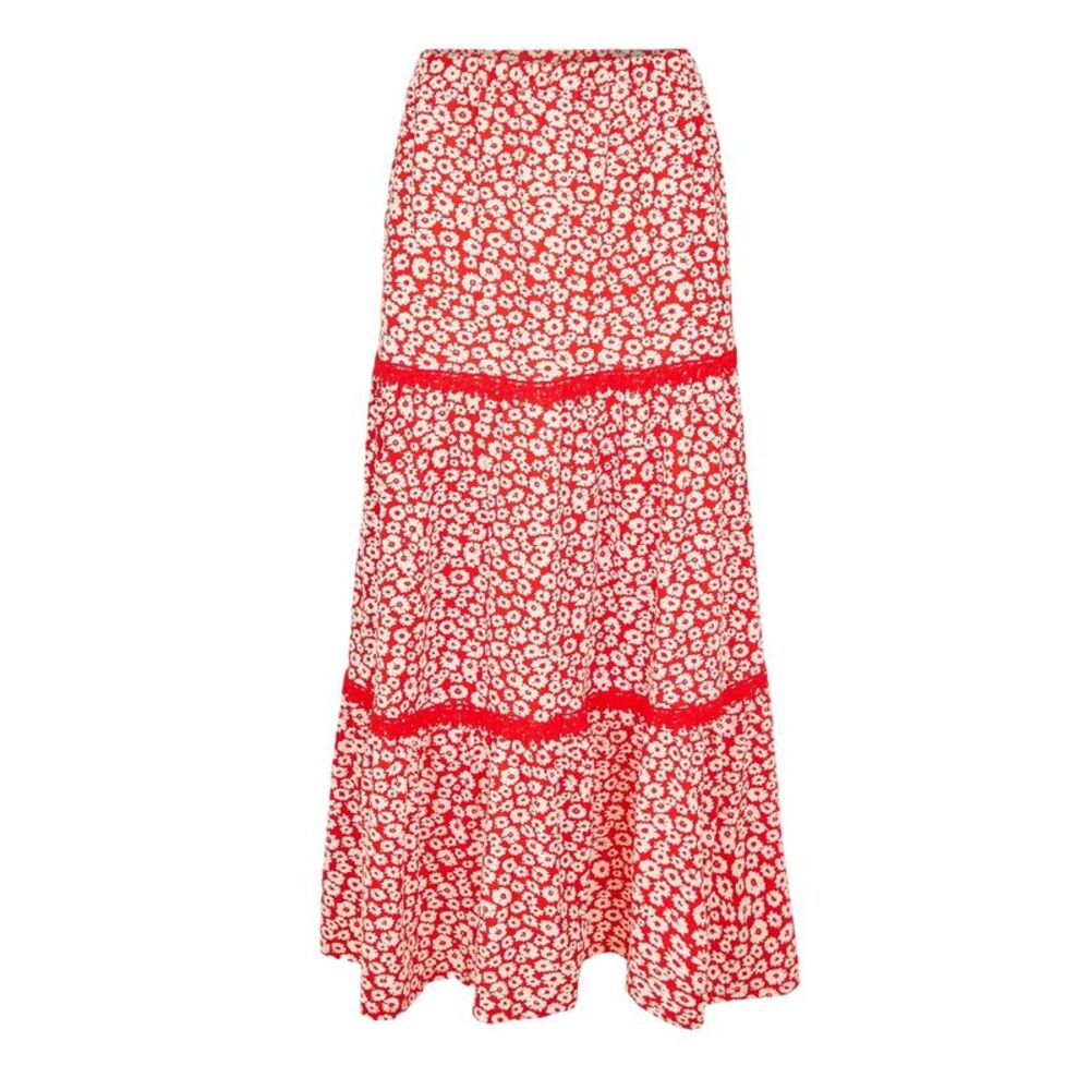 Threadbare Womens/Ladies Aubrie Floral Regular Maxi Skirt / Red